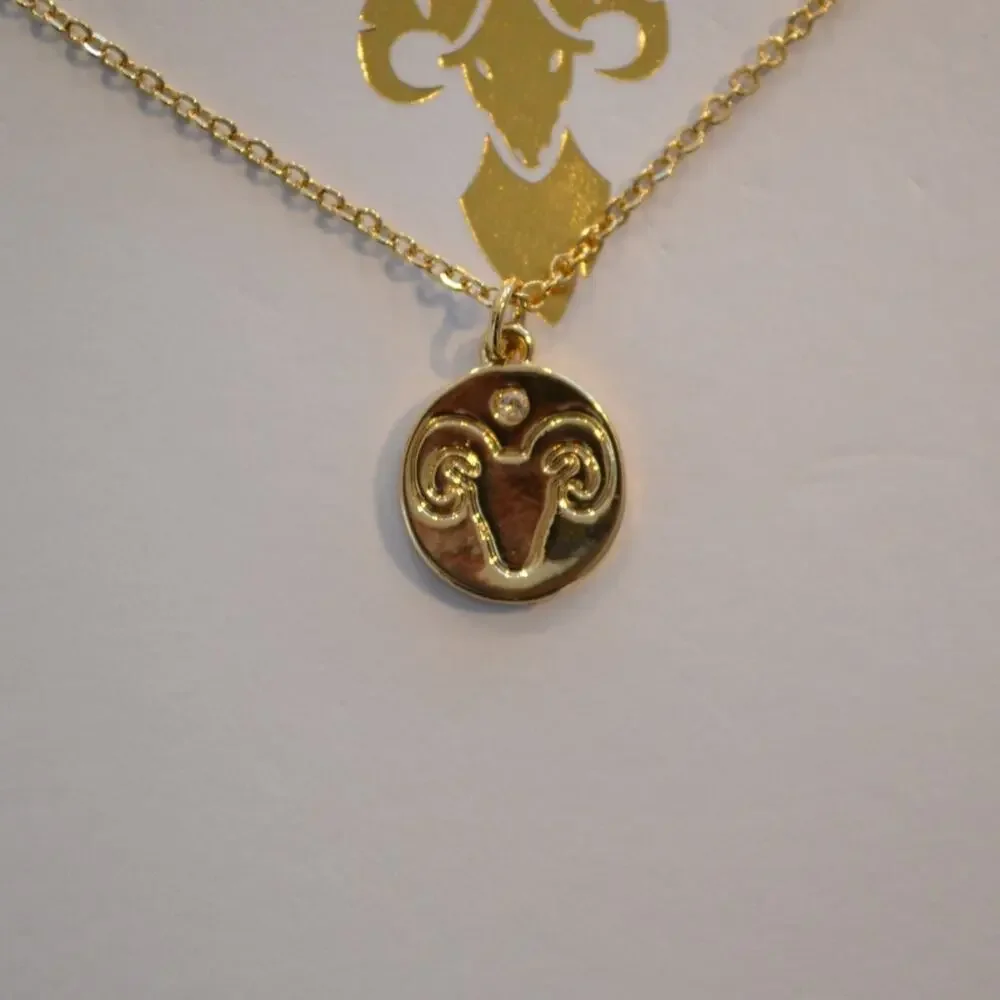 NWT Gold-toned Ram Aries Zodiac Charm Necklace